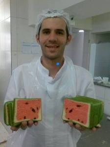 pão de forma melancia